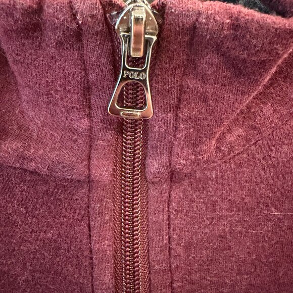 Polo Ralph Lauren Cotton Quarter Zip Pullover Sweater Maroon Mens Large - Picture 2 of 10